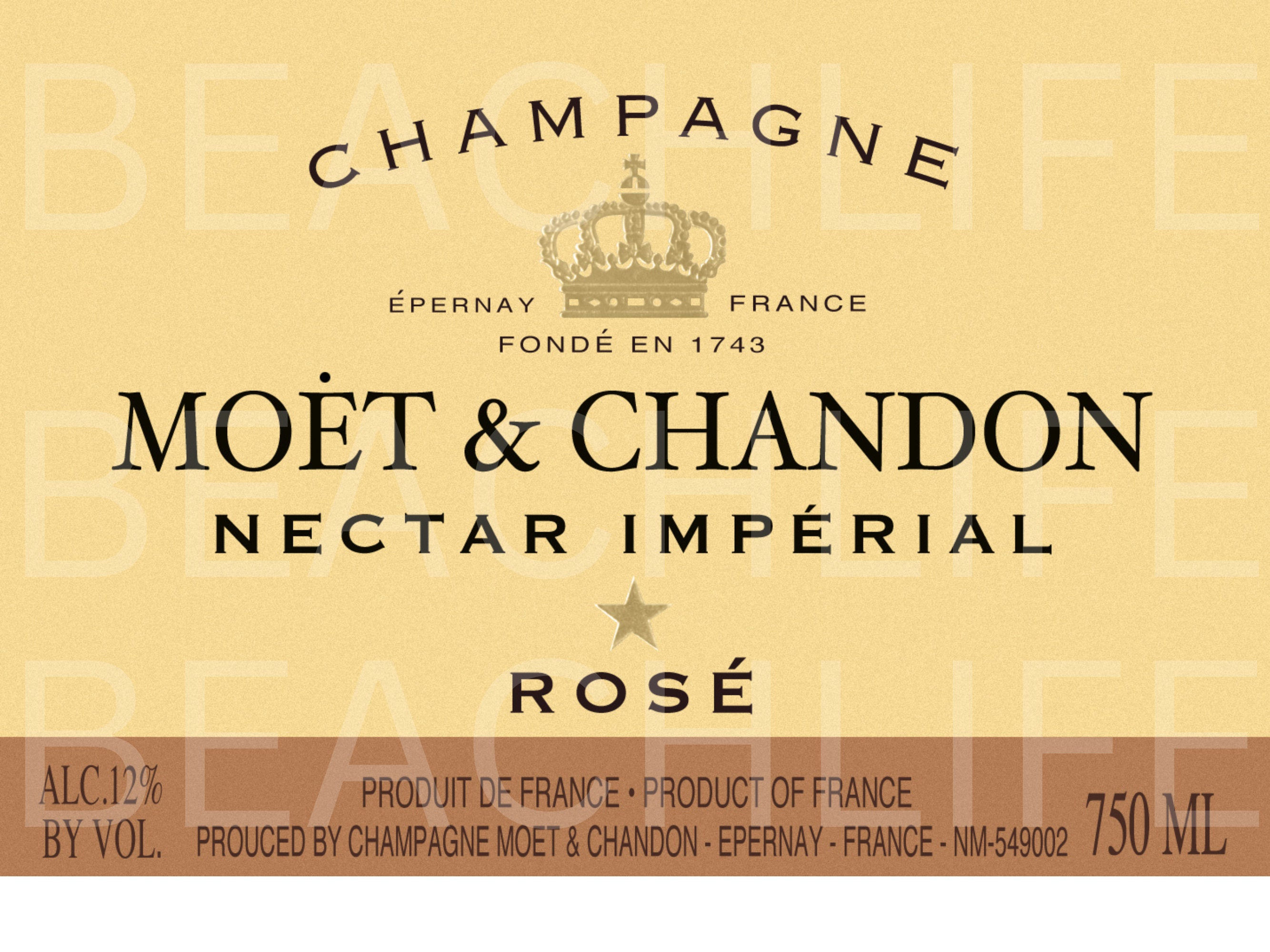 Moet & Chandon Nectar Imperial Rose Champagne Bottle Label, Champagne PNG,  Sublimation, Printable, Waterslide, Front Label, Neck Label