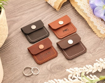 Personalized Ring Pouch • Wedding Gift • Earrings Pouch • Full Grain Leather