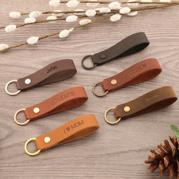 Personalized Leather Keychain • Multiple Colours • Leather Fob • Full Grain Leather