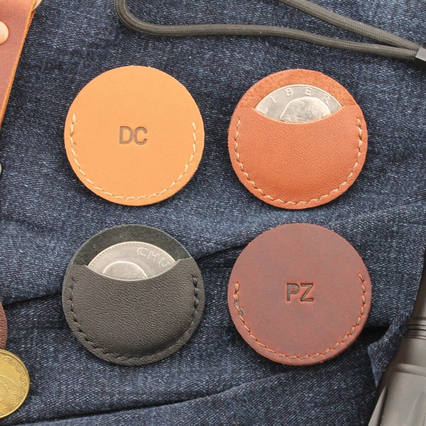 EDC Coin Slip • Challenge Coin Slip • 35mm - 50mm Coin • Top Grain Leather • Personalized • 1.4" - 2" Coin