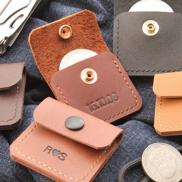 EDC Enclosed Coin Slip • Challenge Coin Slip • Top Grain Leather • Personalized