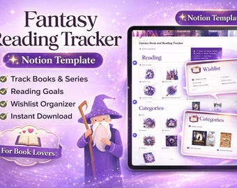 Fantasy Book Tracker Notion Template | Reading Journal Dashboard | Book Tracker Digital Planner | BookTok Organizer | Reading Log Notion