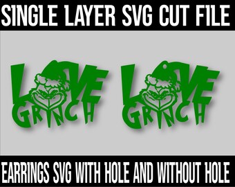 Love Grinch earring, earring, christmas earring svg, png, pdf, eps
