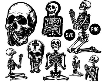 Skeleton Praying Svg, Skeleton hands Sraying Svg, Png, Cricut, Skull Skeleton Knees Praying Svg, clipart, icon, Halloween svg png bundle