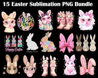 15 Files Easter Day Png Bundle, Happy Easter Day Png, Easter Coquette Bow Png, Colorful Easter Png, Easter Shirt Design Png, Commercial Use