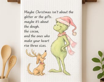 Retro Grinc Hand Drawn Christmas Characters Preppy Christmas 2025 Christmas Movie Vintage Christmas Sublimation design Kitchen Towel Png