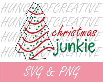 Christmas Junkie, Debbie Cake Png, Christmas Tree Cake, Little Debbie Christmas Cakes Bundle, Christmas Tree Cake, Svg & Png