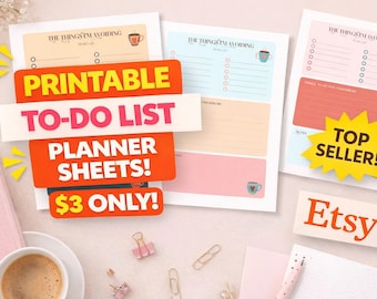 Printable To Do List Planner | Daily Task Sheet | Minimal Productivity Planner | A4 Letter PDF | Instant Download | Cute Pastel Planner