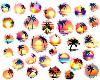 Beach Sunset Sublimation Design: Summer Palm Tree PNG (Digital Download)