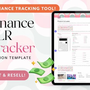 Finance PLR Tracker Notion Template Editable & Resell Digital Product | Budget Planner, Expense Tracker, Income Tracker | Passive Income PLR