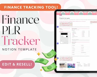 Finance PLR Tracker Notion Template Editable & Resell Digital Product | Budget Planner, Expense Tracker, Income Tracker | Passive Income PLR