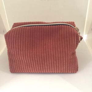 Brick red corduroy toiletry bag