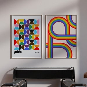 Set of 2 Rainbow Pride Prints, Subtle Inclusive Pride Flag, Pride Home Decor, LGBTQ+ Gift, Queer Dorm Art, Gay Pride Decor, Digital Download
