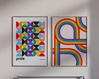 Set of 2 Rainbow Pride Prints, Inclusive Pride Flag, Pride Home Decor, LGBTQ+ Gift, Queer Wall Art, Gay Pride Decor, Digital Download