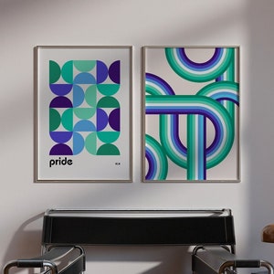 Set of 2 Gay MLM Pride Digital Prints, Gay Decor Printable, Retro Wall Art Set, Bauhaus Digital Art, Gay Decor, Men Loving Men Prints