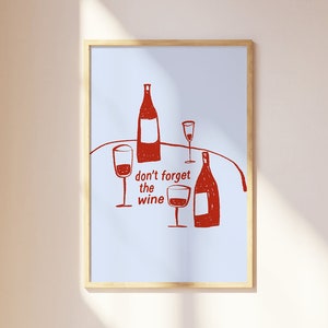 Wine Doodle Poster, Bar Cart Prints, Wine Wall Prints, Happy Hour Prints, Dinner Party Art, Kitchen Wall Prints