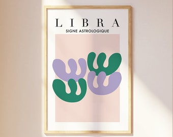 Libra Wall Print, Trendy Zodiac Poster, Matisse Wall Print, Dorm Poster, Artsy Libra Gift, Modern Astrology Art Print