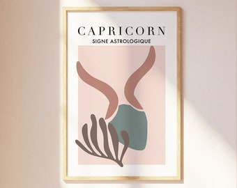 Capricorn Wall Art Poster, Zodiac Astrology Print, Capricorn Star Sign Gift Idea, Zodiac Prints, Trendy Dorm Decor