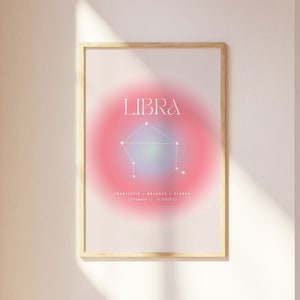 Libra Aura Wall Print, Aesthetic Zodiac Art, Gradient Aura Poster, Astrology Print, Horoscope Wall Decor, Libra Gift Idea, Housewarming Gift