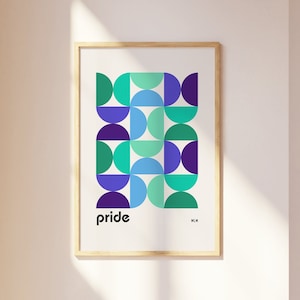 MLM Pride Art, Retro Bauhaus Poster, Men Loving Men, MLM Flag, Gay House Decor, Gay Housewarming Gift, Subtle MLM Wall Art