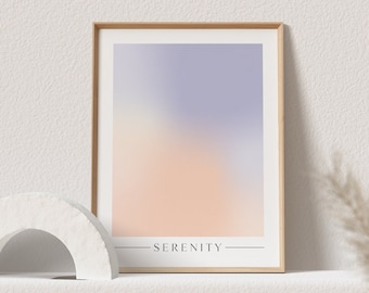 Serenity Aura Wall Print, Mindfulness Spirituality Wall Art, Serene Room Decor, Divine Feminine, Yoga Studio Decor, Pastel Gradient Poster