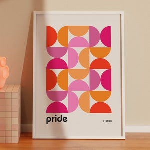 Lesbian Pride Poster: Retro Bauhaus Gay Art Print