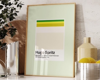 Hugo Spritz-cocktailprint: minimalistische barwagenkunst