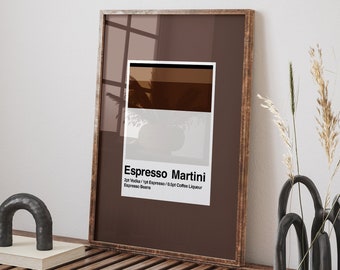Espresso Martini Recept Art Print: minimalistisch barwagendecor