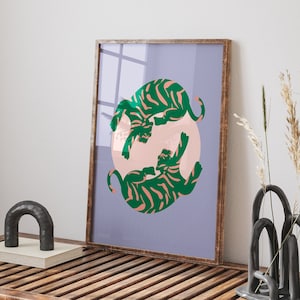 Boho Tiger Poster, Year of Tiger Wall Print, Colourful Scandi Wall Print, Tiger Illustration, Eclectic Wall Art