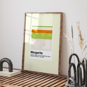 Margarita Cocktail Wall Print, Minimal Kitchen Wall Art, Kleurrijke Cocktail Print, Pantone Cocktail, Tequila Cocktail Sign, Bar Cart Decor