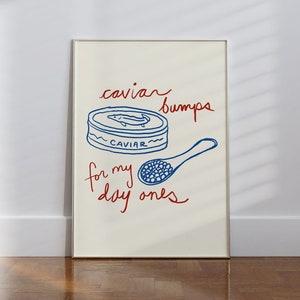Caviar Doodle Kitchen Print, Eclectic Dining Room Print, Caviar Art Print, Foodie Gift Idea, Kitchen Sketch Art