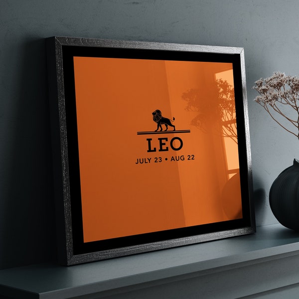 Leo Star Sign Print, Fashionable Orange Decor, Fashionista Gift Idea, Dressing Room Decor, Unique Zodiac Print, Fashion Room Decor