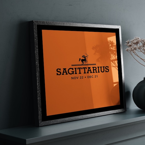 Sagittarius Zodiac Wall Art, Fashion Orange Decor Wall Print, Chic Fashionista Poster, Bougie Sagittarius Gift, Star Sign Astrology Print