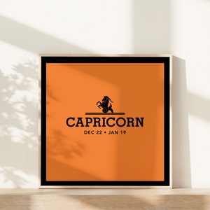 Capricorn Astrology Print, Zodiac Wall Art, Luxury Orange Wall Art, Bougie Capricorn Gift, Star Sign Zodiac Print, Horoscope Wall Art Decor