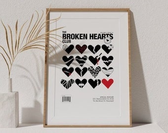 Self Love Wall Print, Retro Wall Art, Broken Hearts Poster, Heartbreak Poster, Dorm Wall Print, Anti Valentine Gift