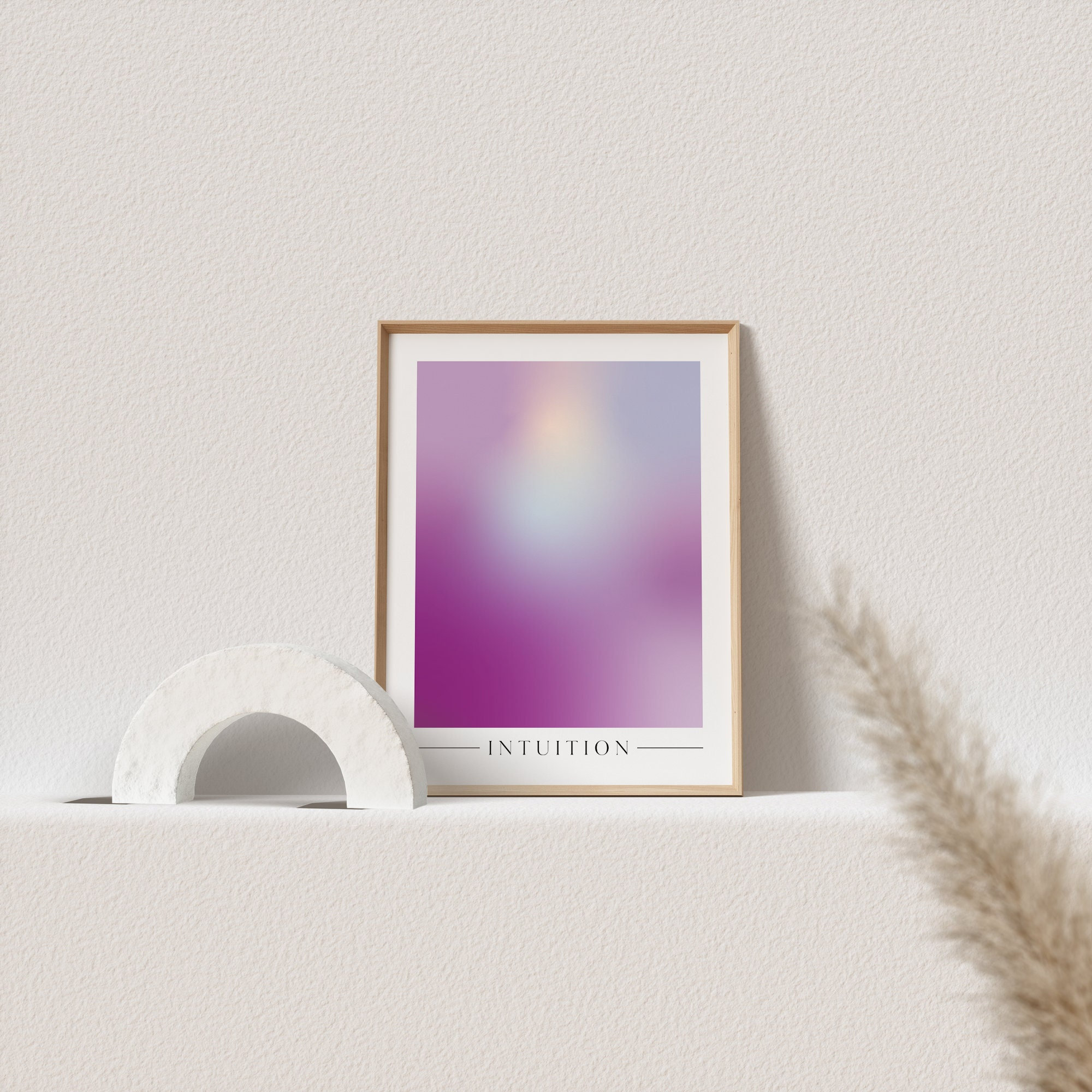 Intuïtieauraprint: paarse spirituele kunst, poster mindfulness