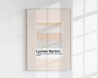 Lychee Martini Printable | Cocktail Digital Wall Art | Pantone Cocktail Print | Gift Martini Lover | Neutral Bar Cart Decor Instant Download