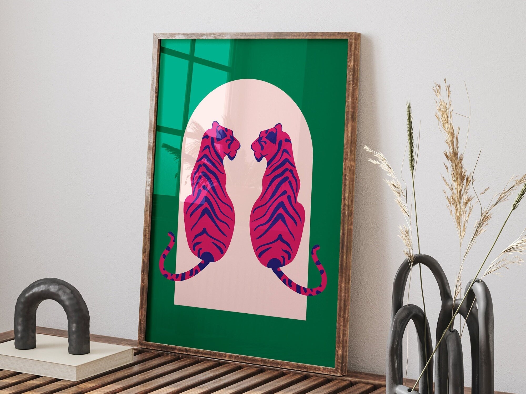 Colourful Year of Tiger Poster Boho Tiger Wall Print Tigress Etsy