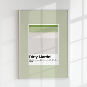 Dirty Martini Digitale Print, Gin Bar Art, Wodka Cocktail Printable, Cocktail Lovers Gift Instant Download, Moderne Bar Cart Man Cave Decor
