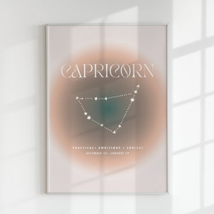 Capricorn Aura Digital Print, Zodiac Poster Download, Trendy Aura Printable, Astrology Wall Decor, Capricorn Digital Art, Gift for Capricorn