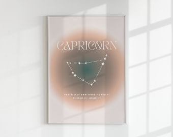 Capricorn Aura Digital Print, Zodiac Poster Download, Trendy Aura Printable, Astrology Wall Decor, Capricorn Digital Art, Gift for Capricorn