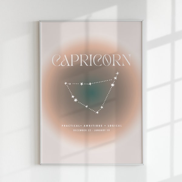 Capricorn Aura Digital Print, Zodiac Poster Download, Trendy Aura Printable, Astrology Wall Decor, Capricorn Digital Art, Gift for Capricorn