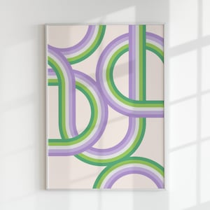 Genderqueer Wall Art Printable | Pride Month Download | Queer Gay Pride Decor | Retro Stripes Bauhaus Poster | Pride Housewarming Gift