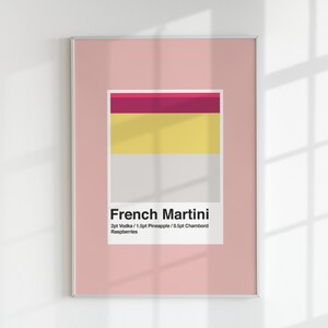 Französischer Martini Poster zum ausdrucken | Digitale Cocktailkunst | Martini Liebhaber Geschenk | Cocktail Wand Drucke Download | Bar Cart Art Printable