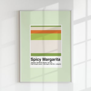Spicy Margarita Digital Print | Kitchen Wall Art Download | Minimalist Cocktail Print | Tequila Cocktail Poster | Bar Cart Decor Printable