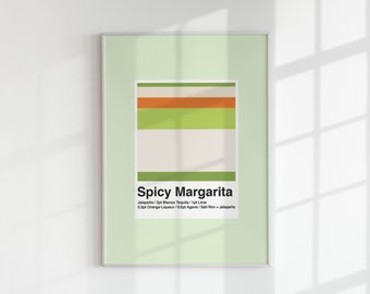 Spicy Margarita Print: Minimalist Kitchen Bar Art (Digital Download)