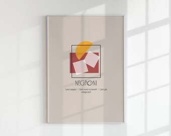 Negroni Cocktail Art Print: Modern Bar Cart Decor (Digital Download)
