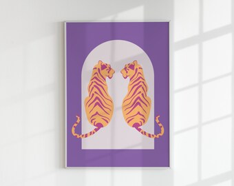 Trendy Boho Tiger Print: Purple Wall Art (Digital Download)