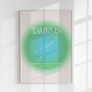 Taurus Aura Wall Print Download, Zodiac Printable, Aura Poster Download, Aesthetic Astrology Wall Decor, Taurus Digital Wall Art