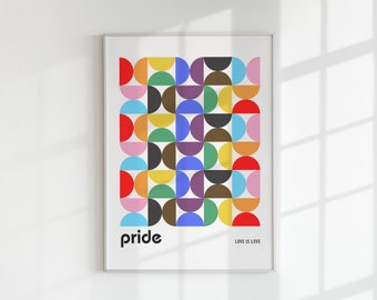 Retro Rainbow Bauhaus Digital Print, Progressive Pride Flag Download, Gay Pride Wall Art, Modern Pride Printable, Subtle Pride Art, Gay Gift